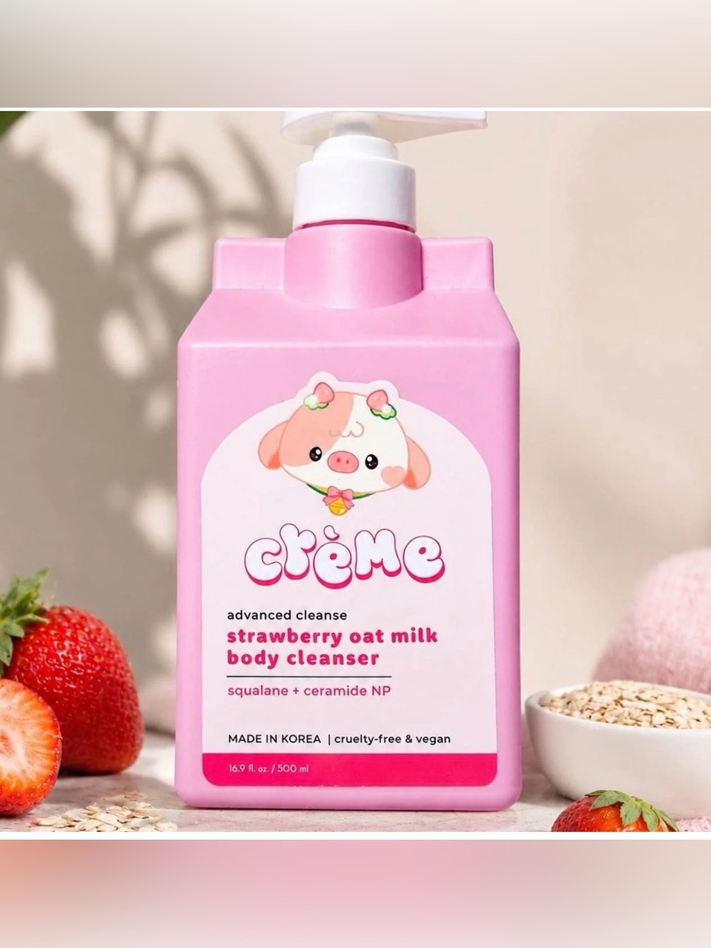 The Crème Shop Strawberry 🍓 oat Body Cleanser ( SQUALANE + CERAMIDE NP ) 16.9 FL
